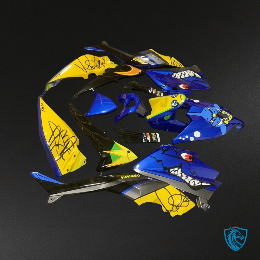 Yamaha TMAX530 (2012-2014) Blue, Yellow & Black Shark - Replacement Motorcycle Fairings Kit