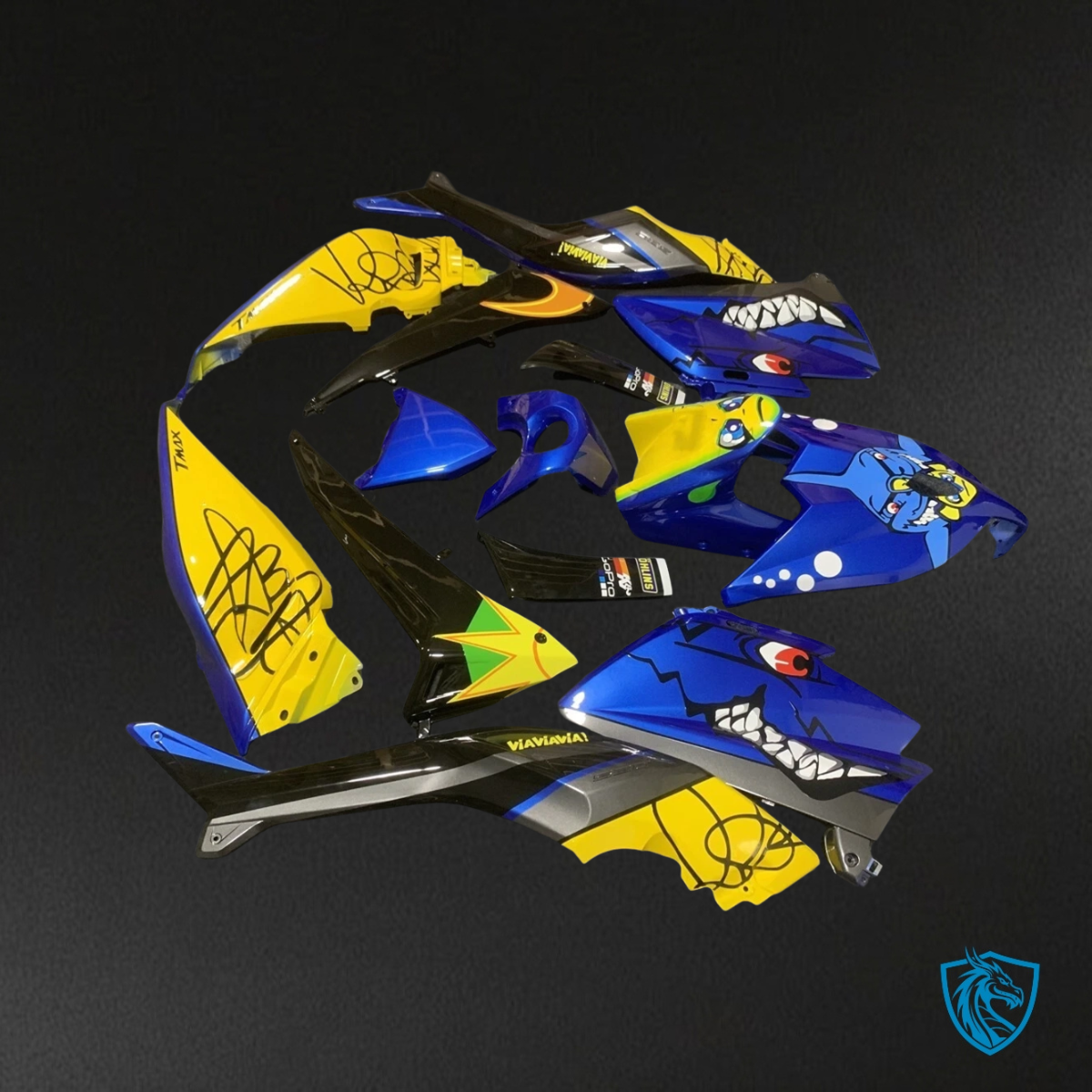 Yamaha TMAX530 (2012-2014) Blue, Yellow & Black Shark - Replacement Motorcycle Fairings Kit