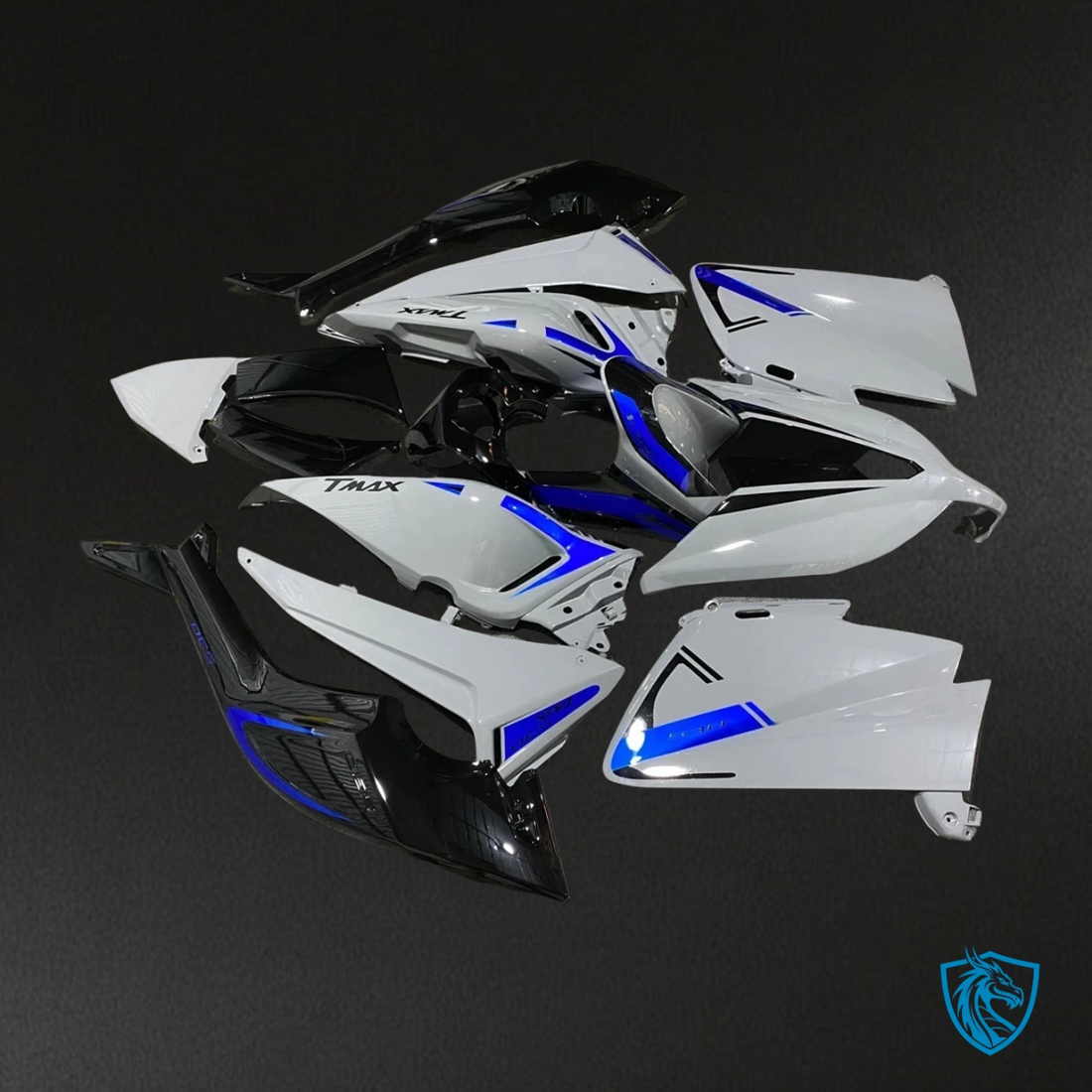 Yamaha TMAX530 (2012-2014) White, Black & Blue - Custom ABS Fairing Kit