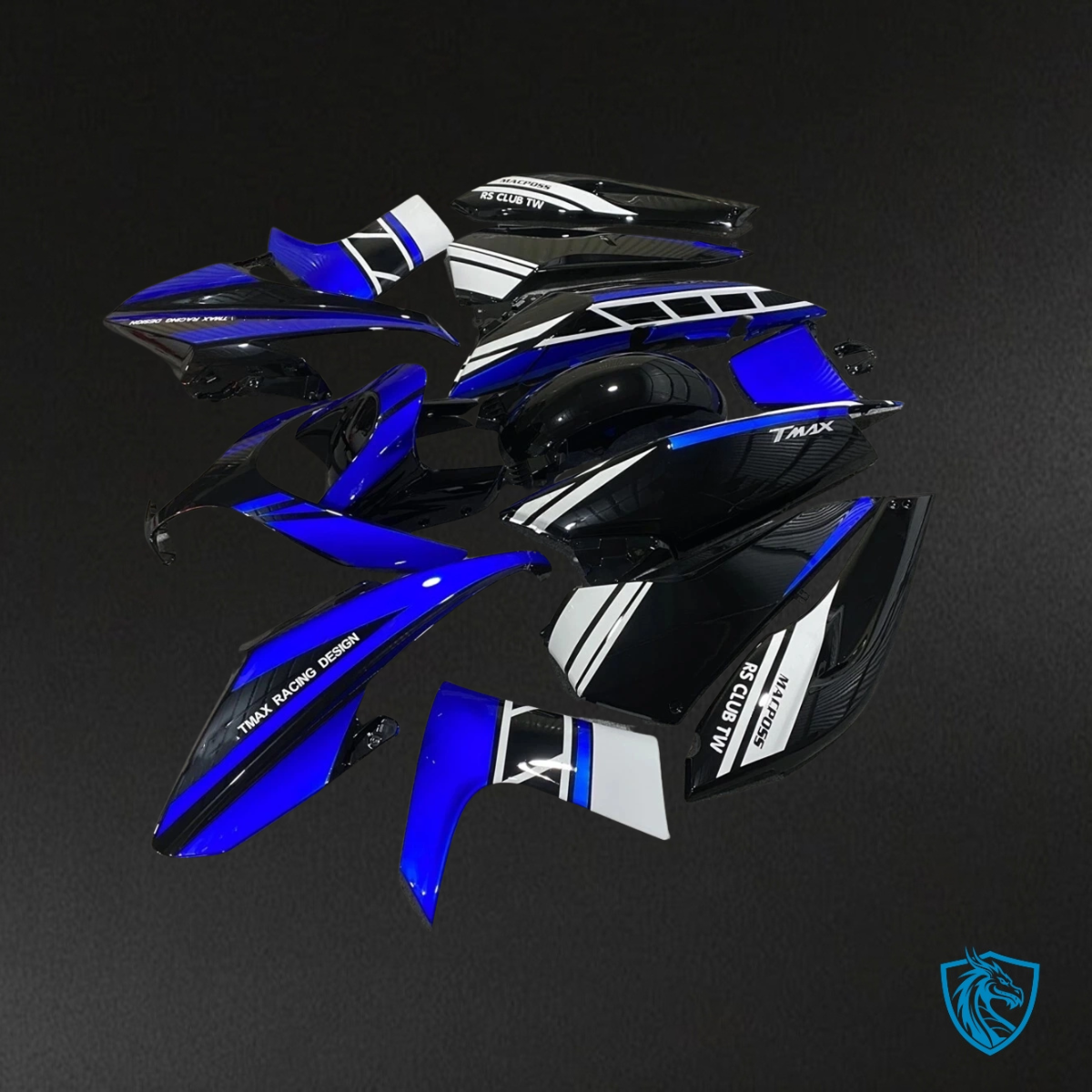 Yamaha TMAX500 (2008-2011) Blue, Black & White Fairing Kit | ABS Bodywork