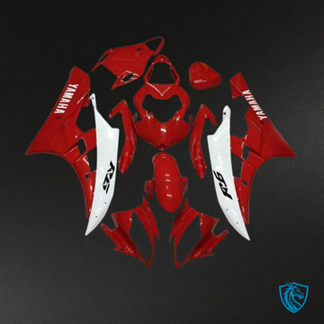 Yamaha YZF R6 (2006-2007) Red & White with White Logo - Custom ABS Fairing Kit