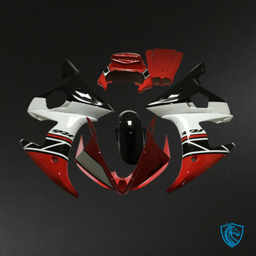 Yamaha YZF R6 (2003-2004) Black, Red & White with Logos - Custom ABS Fairing Kit
