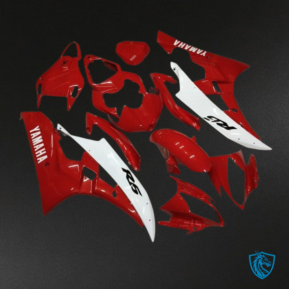 Yamaha YZF R6 (2006-2007) Red & White with White Logo - Custom ABS Fairing Kit