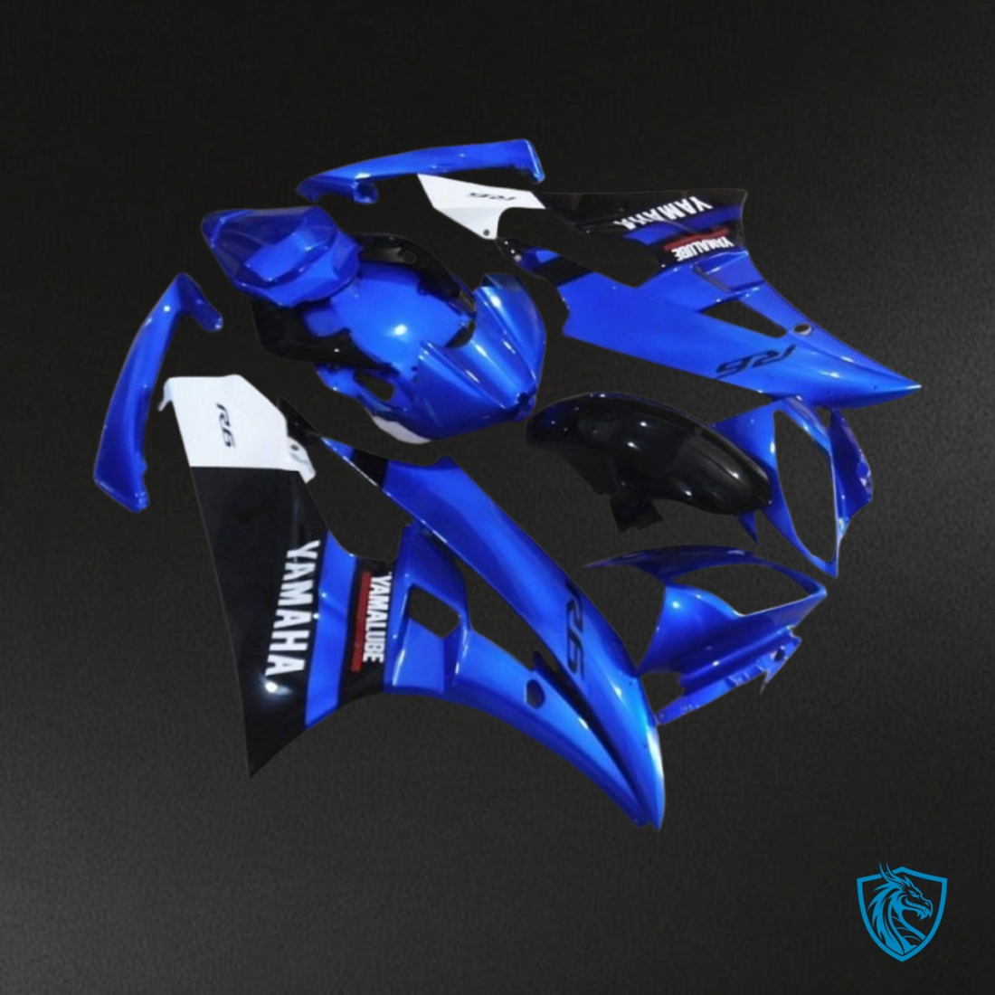 Yamaha YZF R6 (2006-2007) Blue, Black & White with Logo Fairing Kit - Aftermarket ABS Bodywork