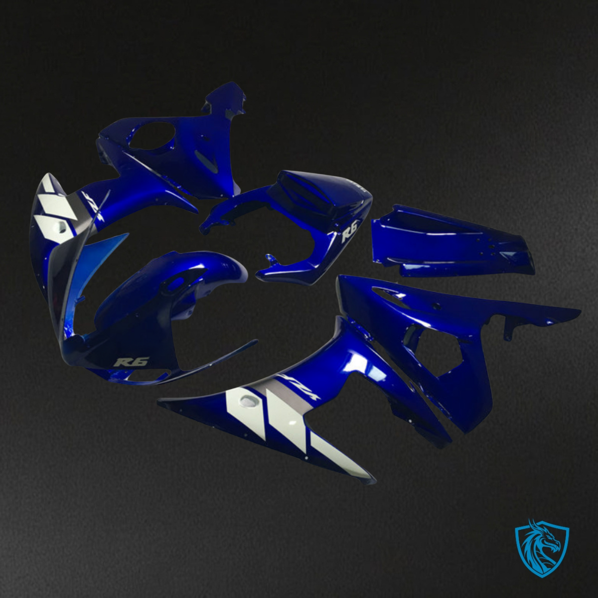 Yamaha YZF R6 (2003-2004) White & Gloss Blue Fairing Kit | ABS Bodywork