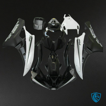 Yamaha YZF R6 (2006-2007) Black & White with Stripe Fairing Kit - Aftermarket ABS Bodywork