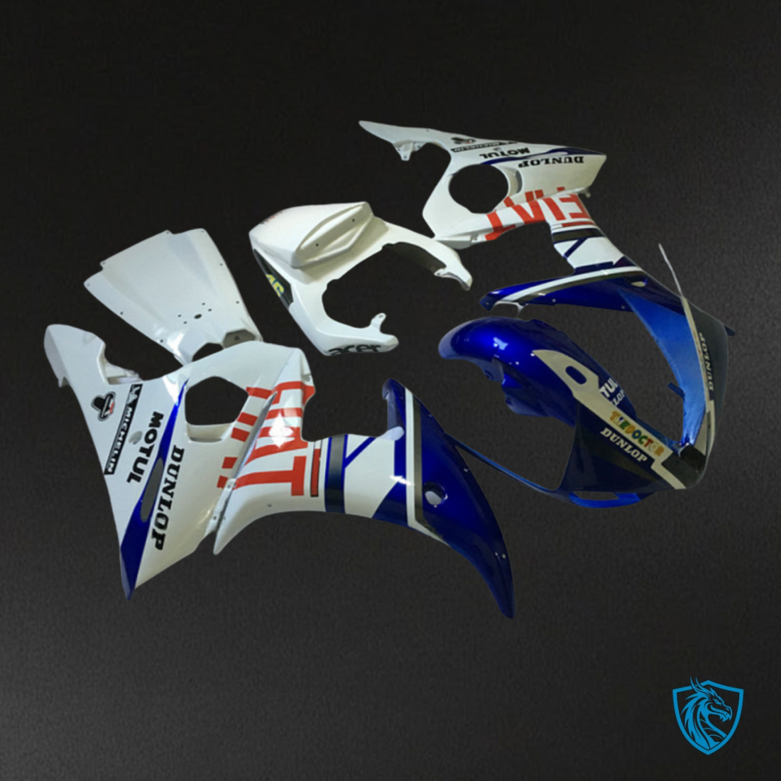 Yamaha YZF R6 (2003-2004) Gloss Blue & White - MERGEment Motorcycle Fairings Kit