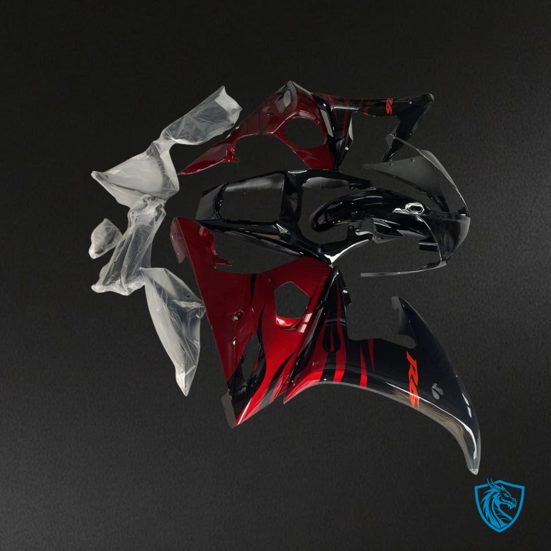 Yamaha YZF R6 (2003-2004) Gloss Red & Black Flame Fairing Kit | ABS Bodywork