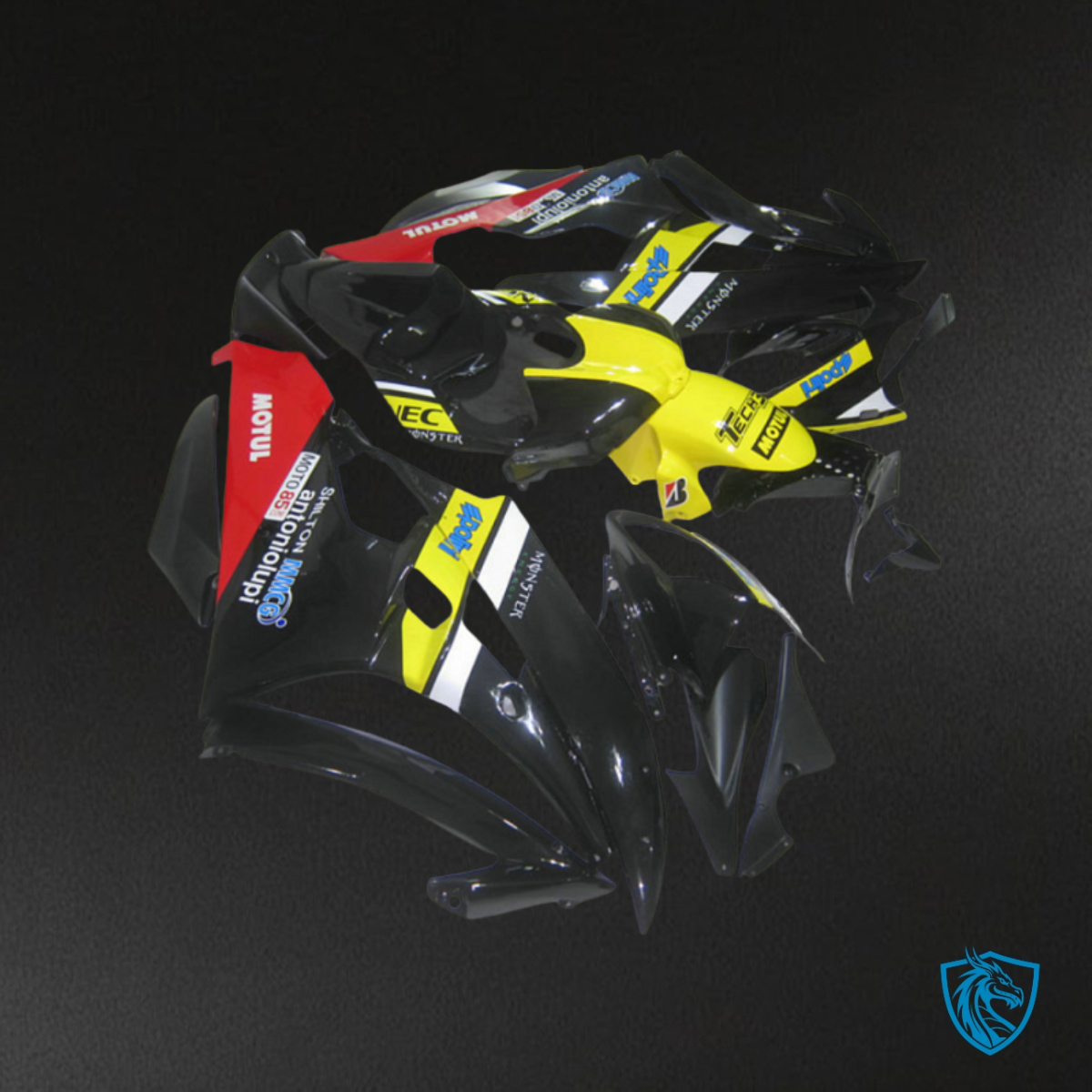 Yamaha YZF R6 (2006-2007) Black, Red & Yellow - MERGEment Motorcycle Fairings Kit