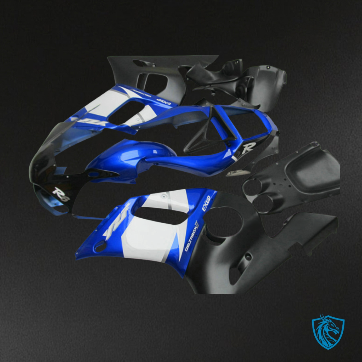 Yamaha YZF R6 (1999-2002) Black, Blue & White - Custom ABS Fairing Kit