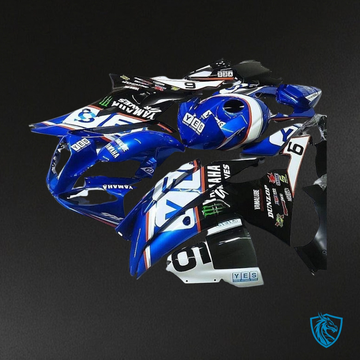 Yamaha YZF R6 (2008-2016) Glossy Blue, Black & White - MERGEment Motorcycle Fairings Kit