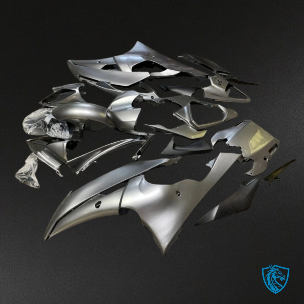 Yamaha YZF R6 (2006-2007) Gray & Black Carbon Fabric Fairing Kit | ABS Bodywork