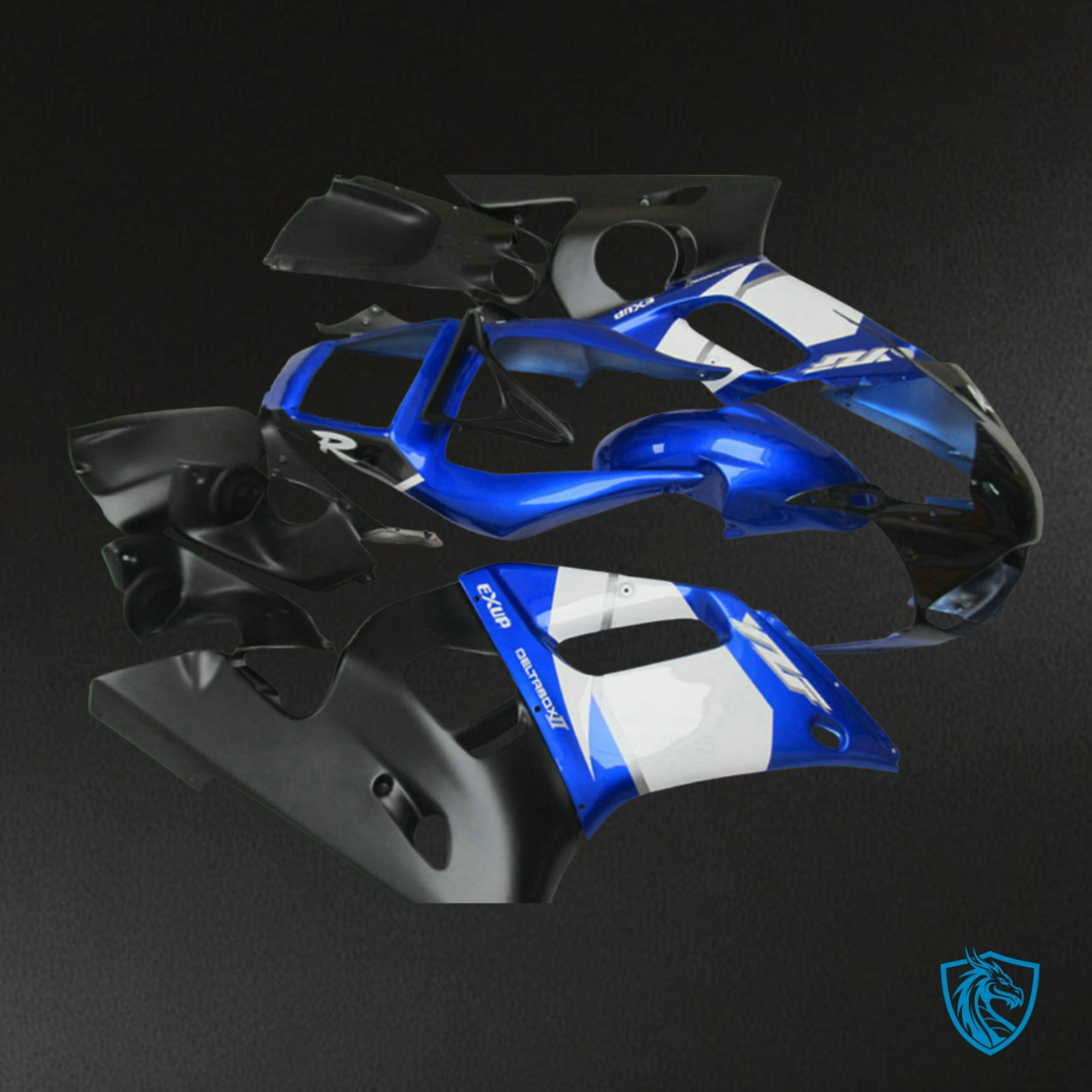 Yamaha YZF R6 (1999-2002) Black, Blue & White - Custom ABS Fairing Kit