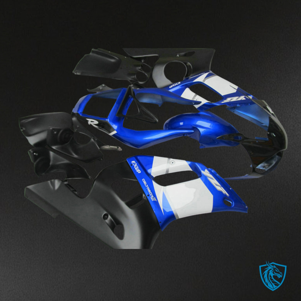 Yamaha YZF R6 (1999-2002) Black, Blue & White - Custom ABS Fairing Kit