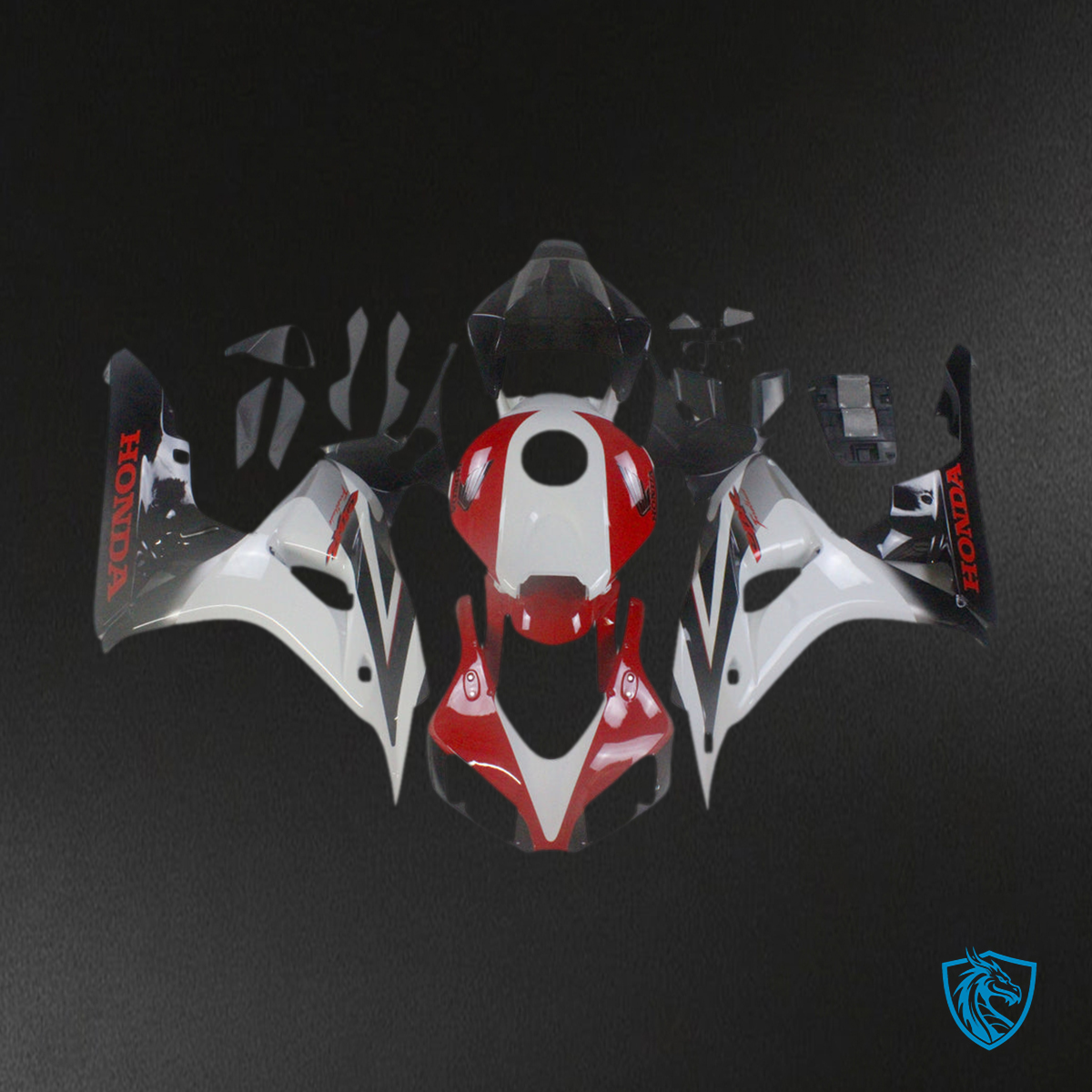 Honda CBR1000RR (2006-2007) White, Red & Black Fairing Kit - Aftermarket ABS Bodywork