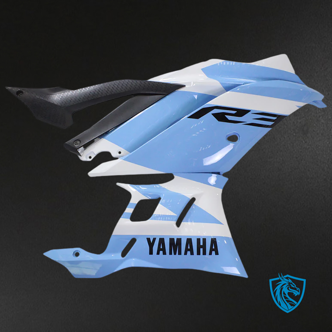 Yamaha YZF R3-25 (2019-2021) Fairing Kit - Sky Blue & White ABS Bodywork