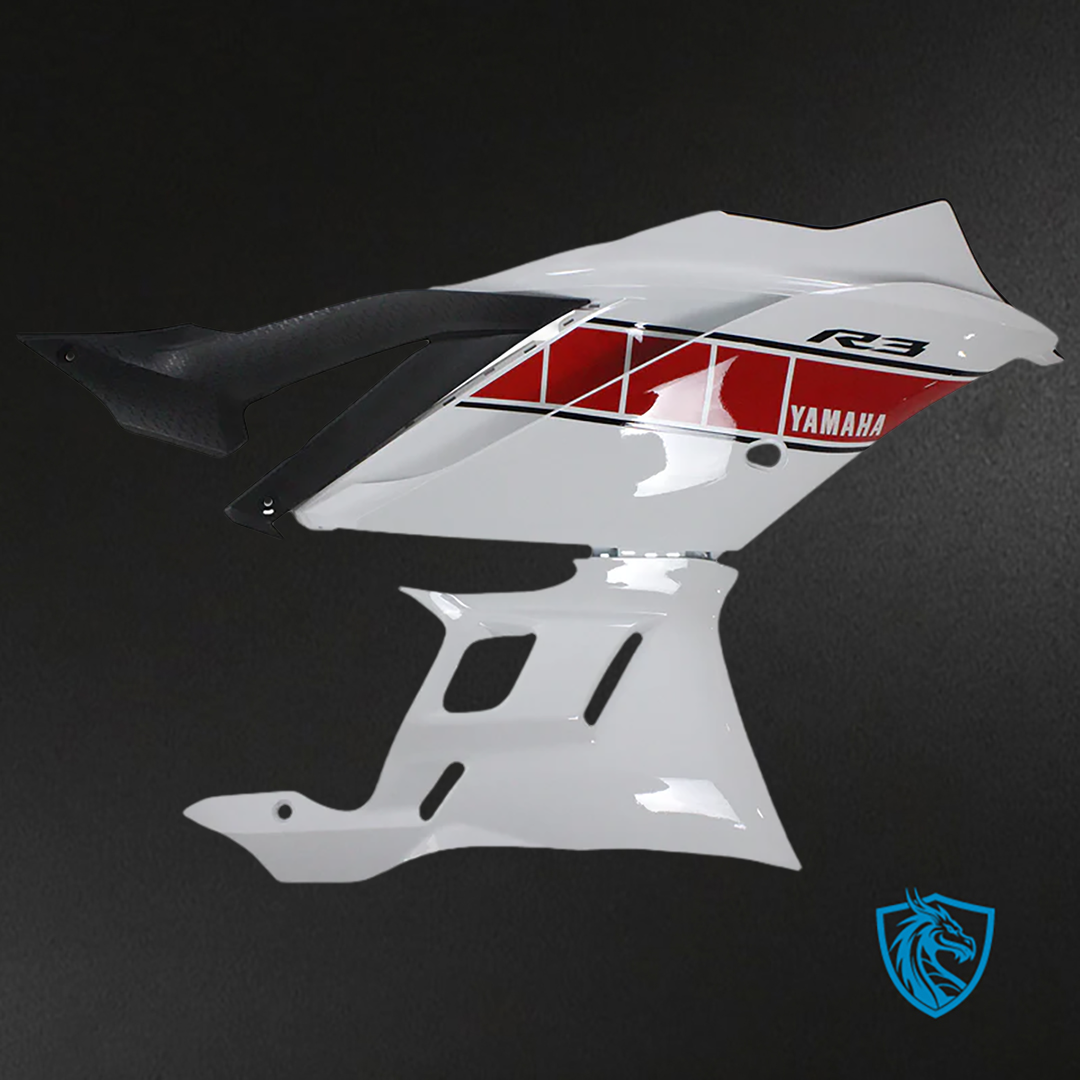 Yamaha YZF R3-R25 (2019-2021) Fairing Kit - White & Red ABS Bodywork