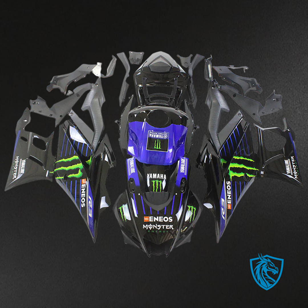 Yamaha YZF R3-R25 (2019-2021) Fairing Kit - Gloss Black & Purple ABS Bodywork