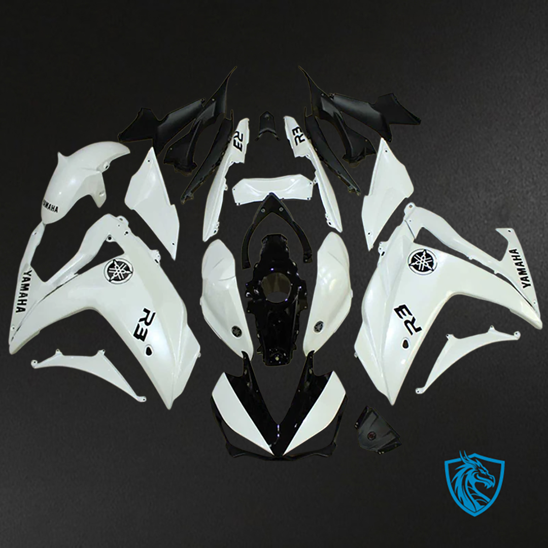 Yamaha YZF-R3 (2014-2018) YZF-R25 (2015-2017) Black and White Fairing ABS Bodywork