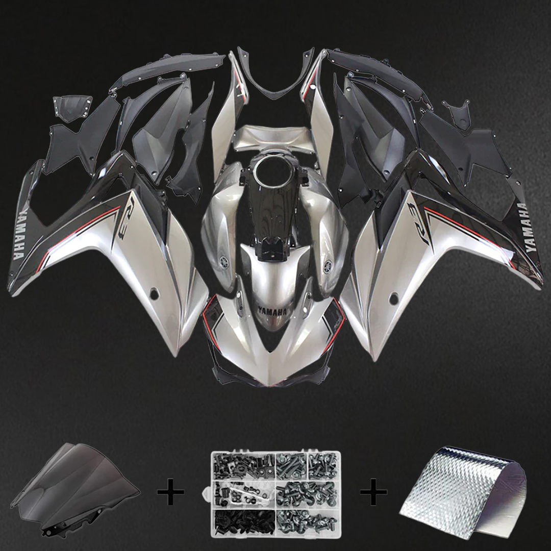 Yamaha YZF R3 (2014-2018) YZF R25 (2015-2017) Fairing Kit - Silver & Black ABS Bodywork