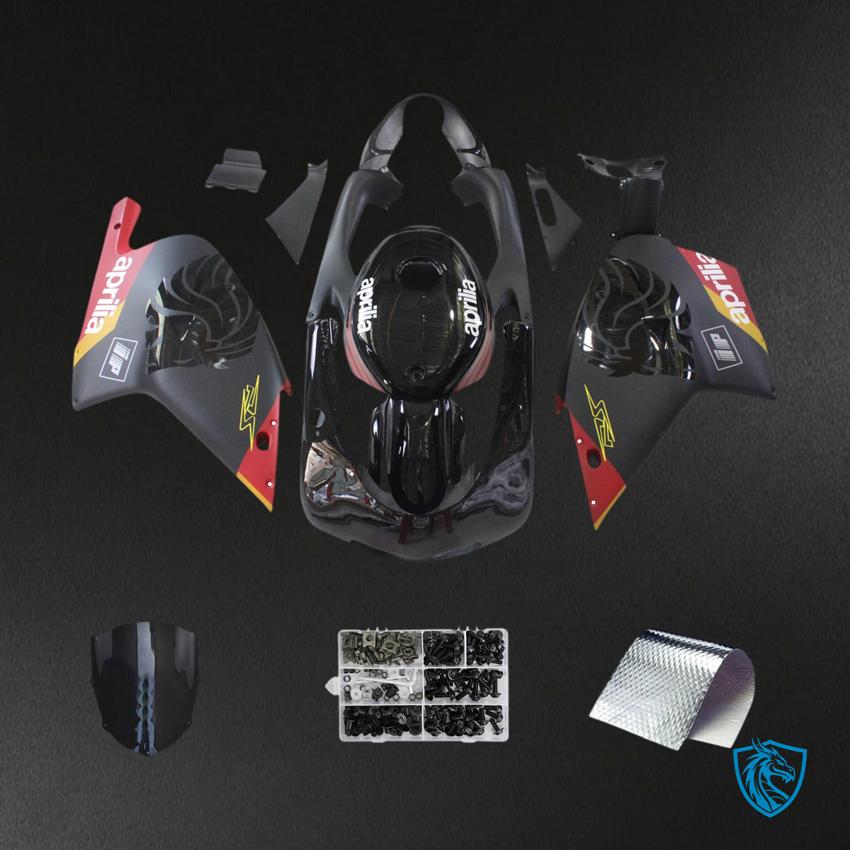 Aprilia RS 125 (2000-2005) Fairing Kit - Matte Gloss Black - ABS Bodywork