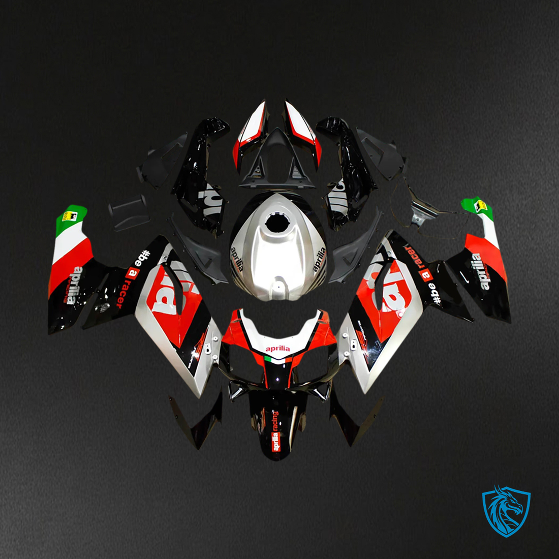 Aprilia RS125 (2006-2011)  Fairing Kit - Black Silver and Red - ABS  Bodywork