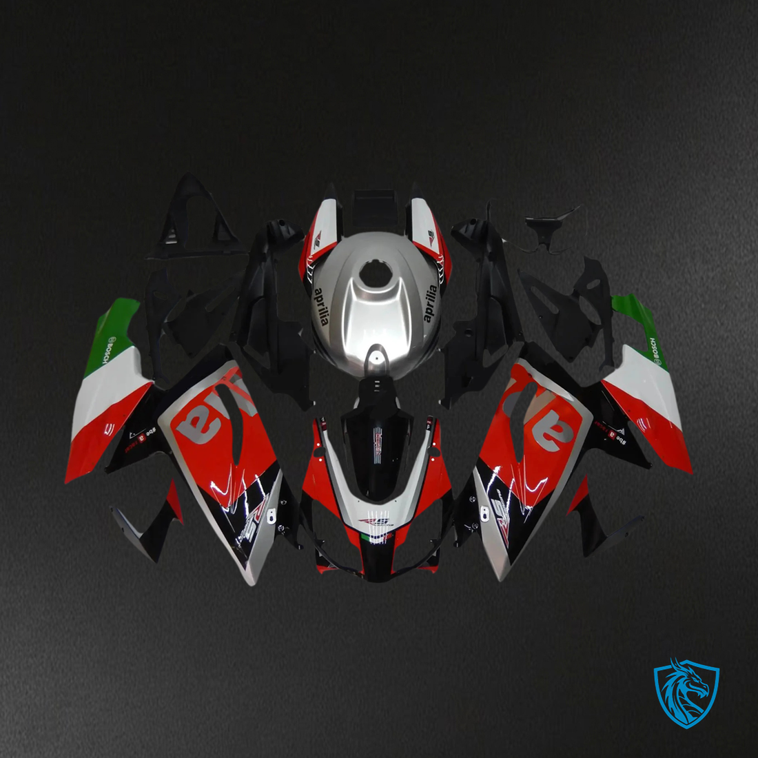 Aprilia RS125 (2006-2011) Fairing Kit - Red & Green Style1 - ABS Bodywork