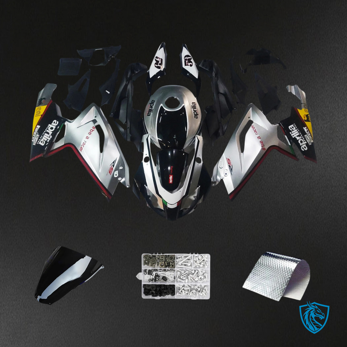 Aprilia RS125 (2006-2011) Fairing Kit - White & Black with Logo - ABS Bodywork