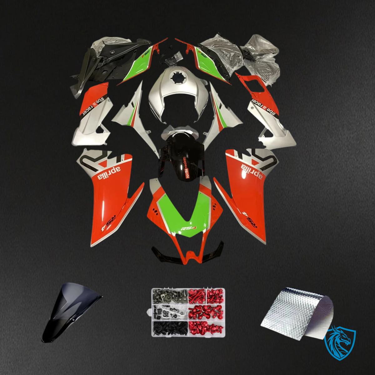 Aprilia RS4 125 50 (2012-2016) Fairing Kit - Silver and Orange - ABS  Bodywork