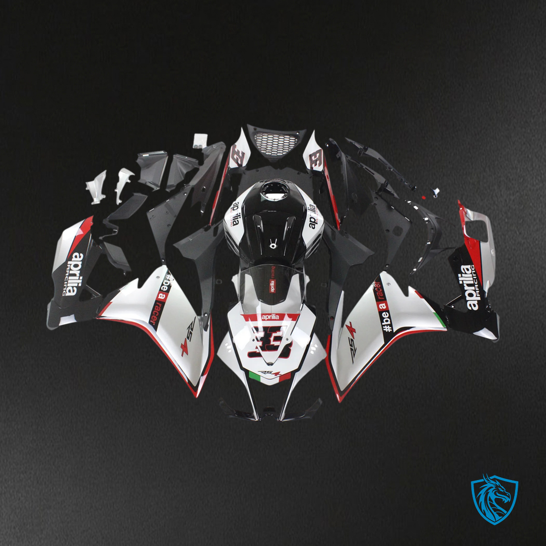 Aprilia RS4 RS 125 RS 50 (2012-2016) Fairing Kit -  Black and Silver -  ABS  Bodywork