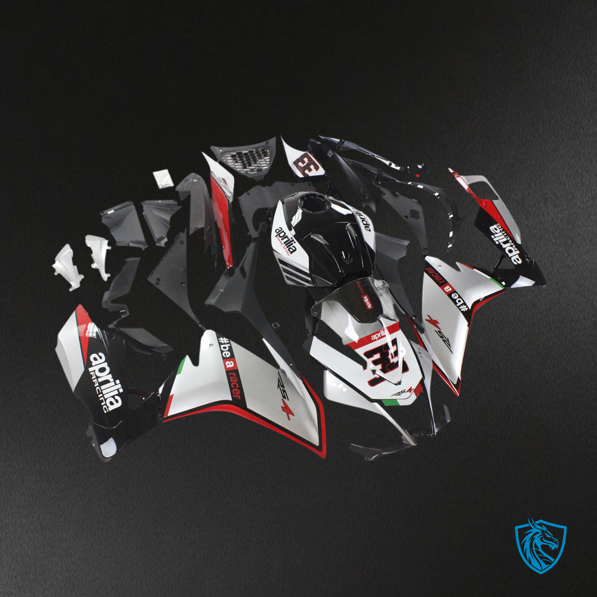 Aprilia RS4 RS 125 RS 50 (2012-2016) Fairing Kit -  Black and Silver -  ABS  Bodywork