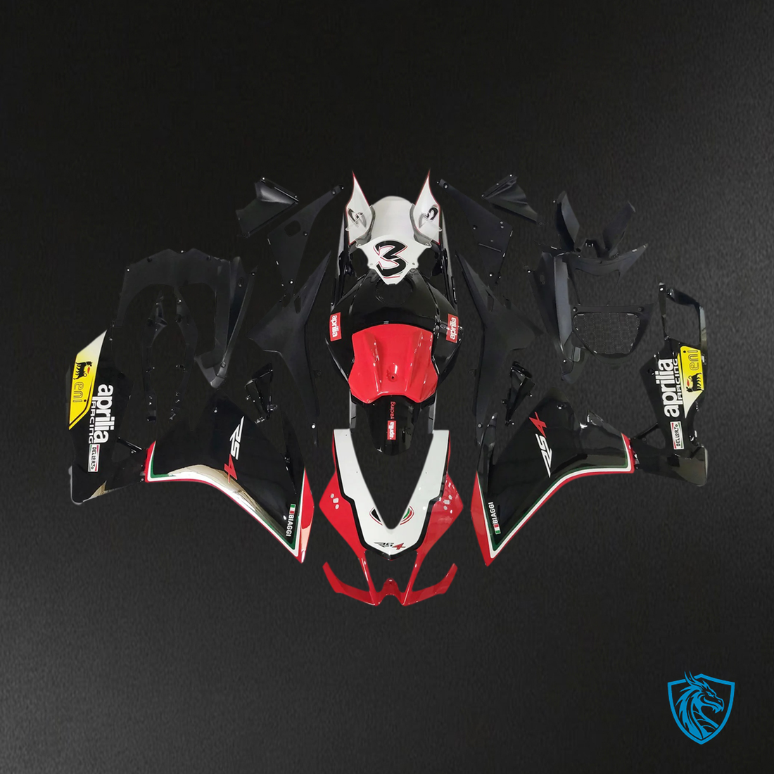 Aprilia RS4 RS 125 RS 50 (2012-2016) Fairing Kit - Black & Red - ABS  Bodywork