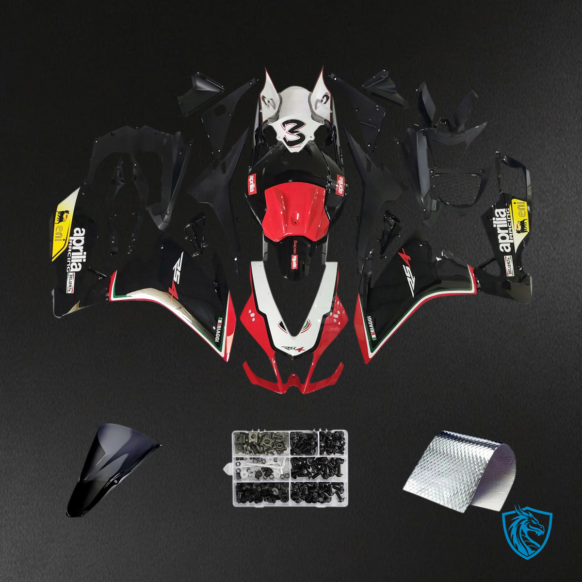 Aprilia RS4 RS 125 RS 50 (2012-2016) Fairing Kit - Black & Red - ABS  Bodywork