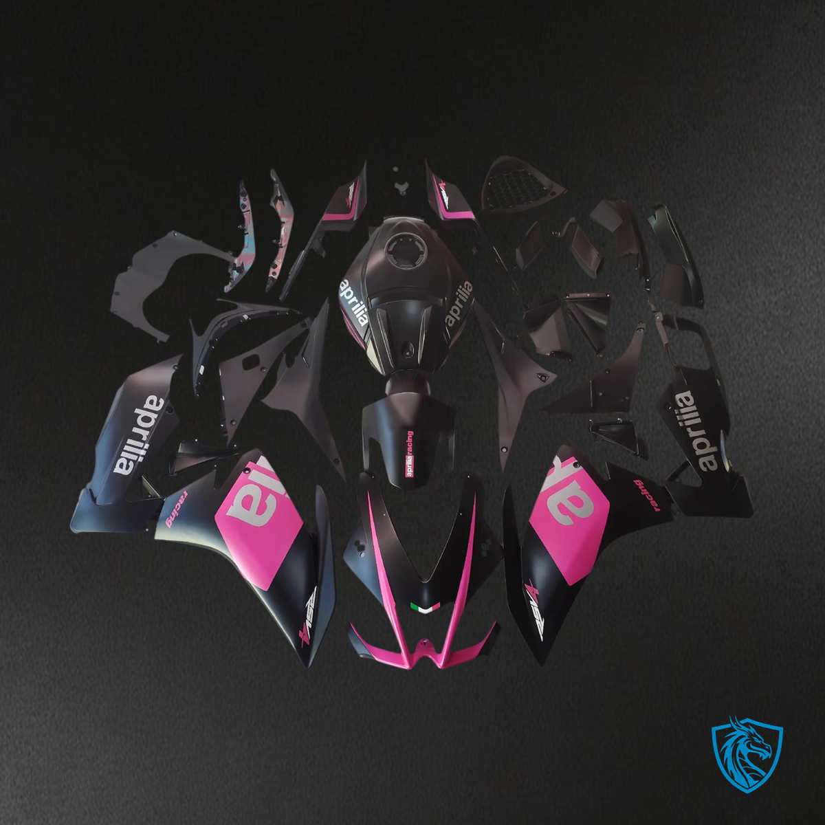 Aprilia RS4_125_50 (2012-2015) Fairing Kit - Black and Pink - ABS  Bodywork