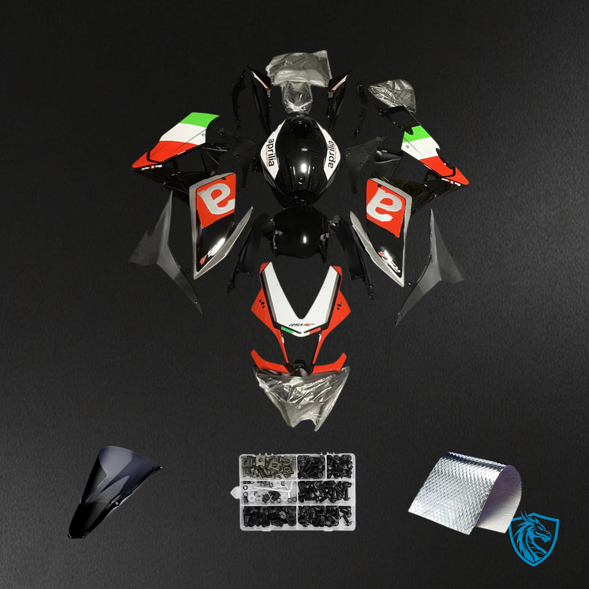 Aprilia RS4 125 50 (2012-2016) Fairing Kit - Glossy Black Red and White -  ABS Bodywork