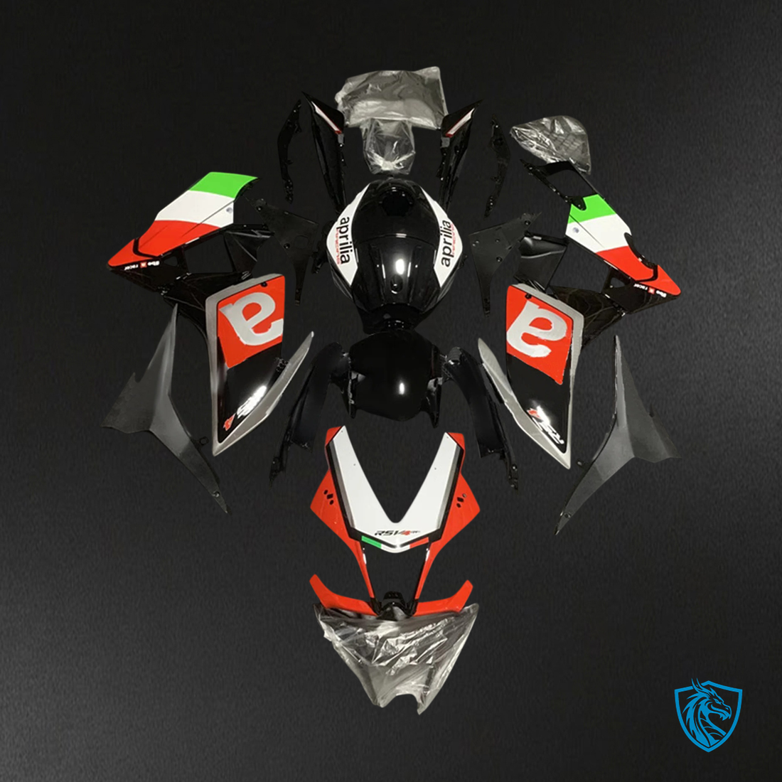 Aprilia RS4 125 50 (2012-2016) Fairing Kit - Glossy Black Red and White -  ABS Bodywork