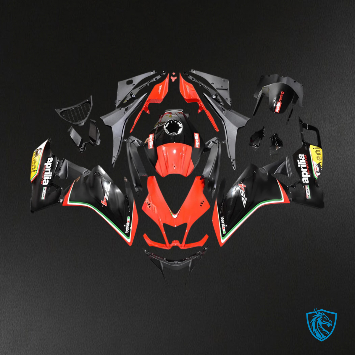 Aprilia RS4 125 50 (2012-2016) Fairing Kit - Glossy Red and Black - ABS  Bodywork