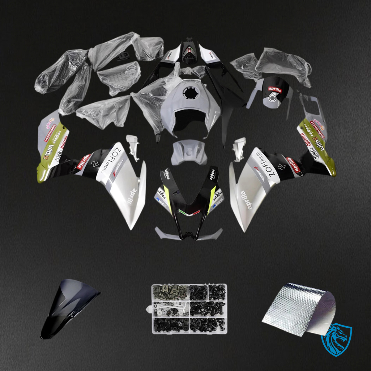 Aprilia RS4 125 50 (2012-2016) Fairing Kit - Gray White and Black - ABS  Bodywork