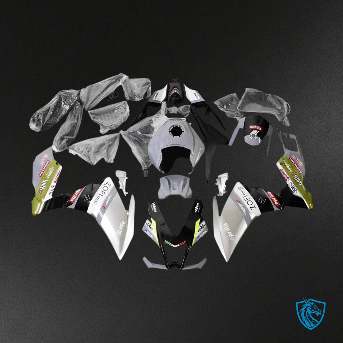 Aprilia RS4 125 50 (2012-2016) Fairing Kit - Gray White and Black - ABS  Bodywork