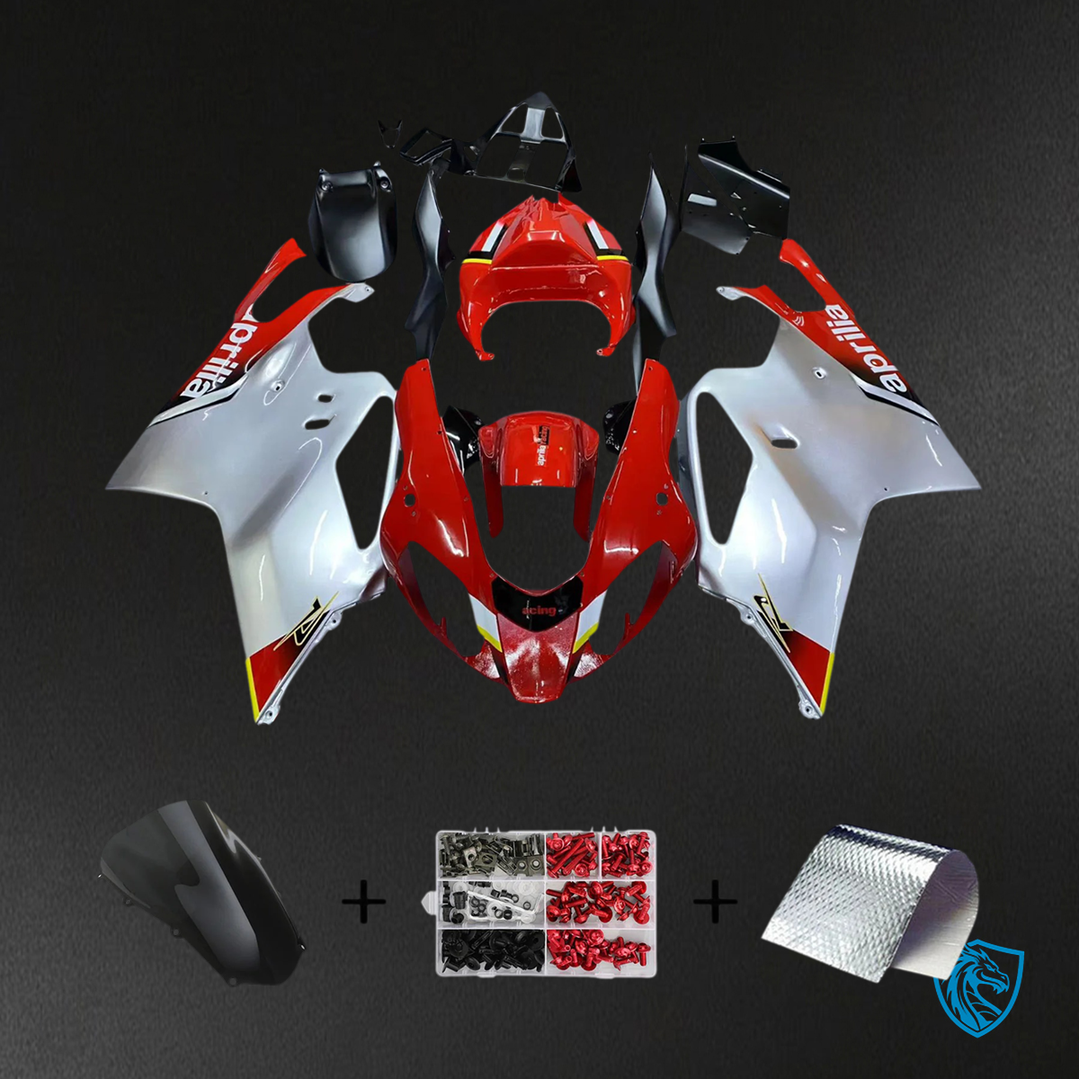 Aprilia RSV 1000 (2003-2006) Fairing Kit - Red & Grey - ABS Bodywork