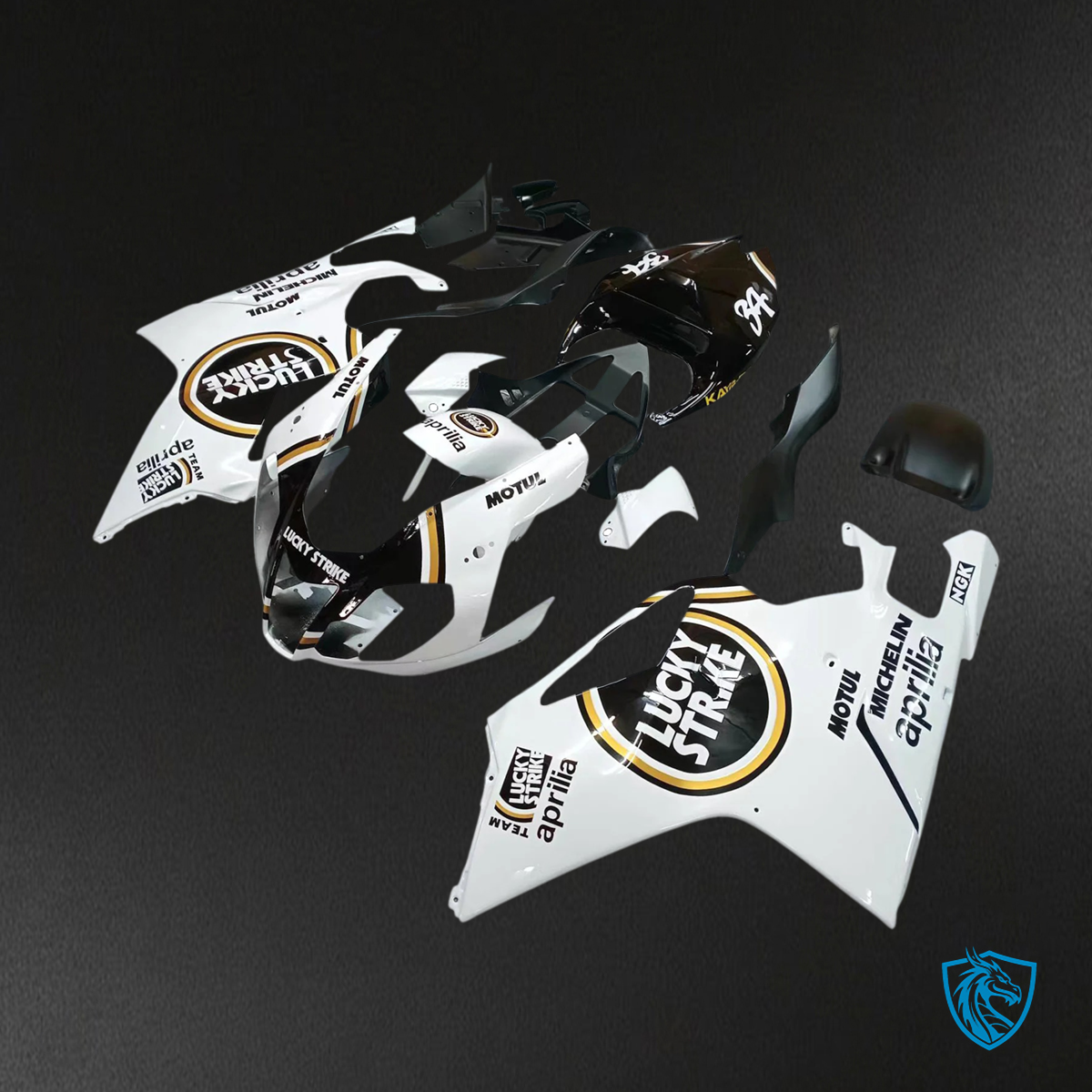 Aprilia RSV 1000 (2003-2006) Fairing Kit - White & Black - ABS Bodywork