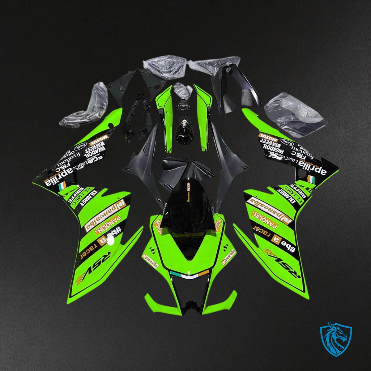 Aprilia RSV4 1000 (2009-2015) Fairing Kit - Black & Green - ABS Bodywork