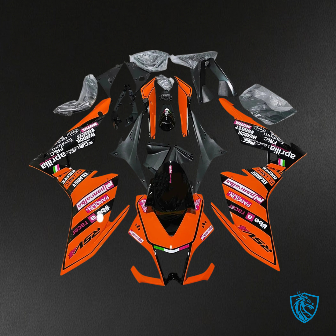 Aprilia RSV4 1000 (2009-2015) Fairing Kit - Black and Orange - ABS Bodywork
