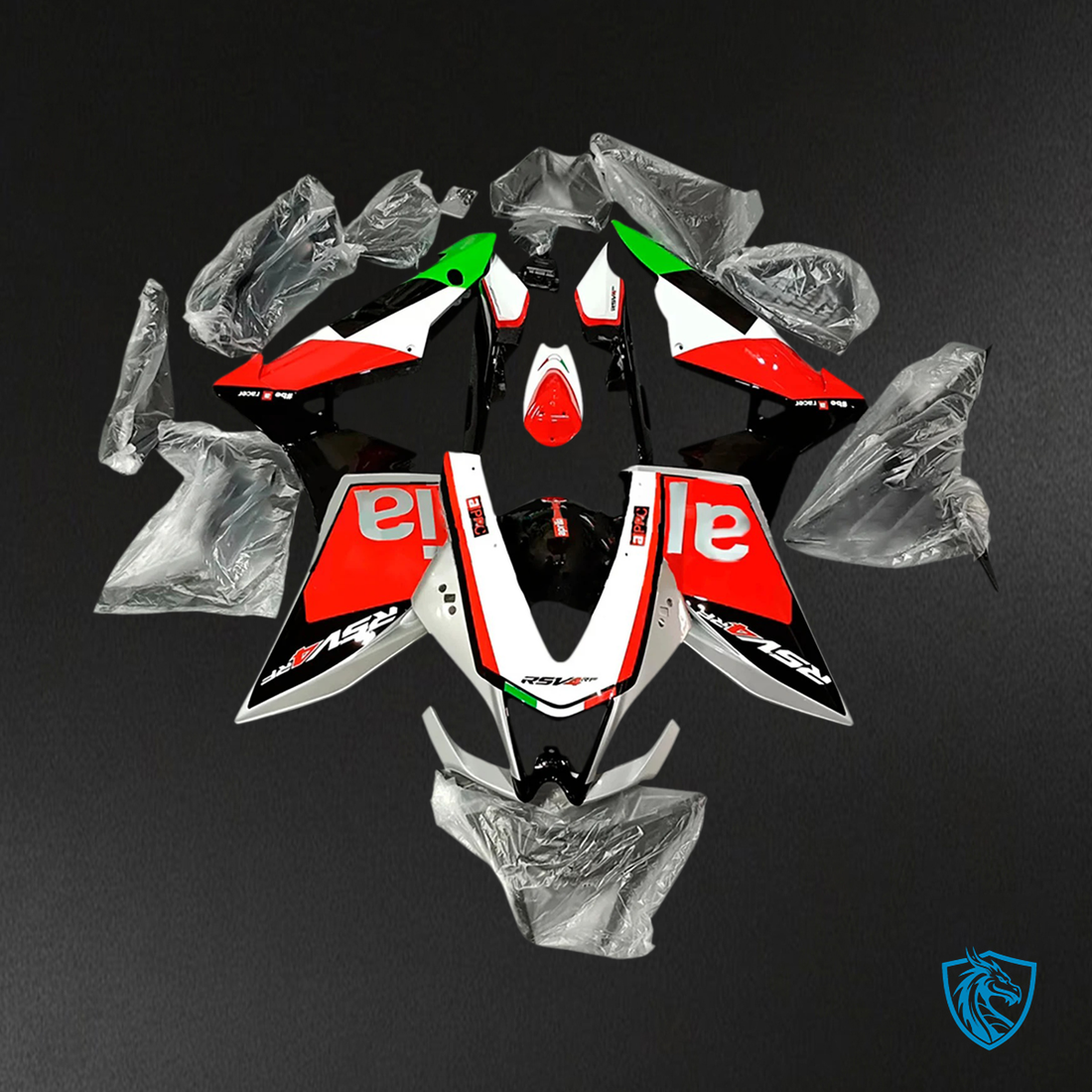 Aprilia RSV4 1000 (2009-2015) Fairing Kit - Black, Red & Green - ABS Bodywork