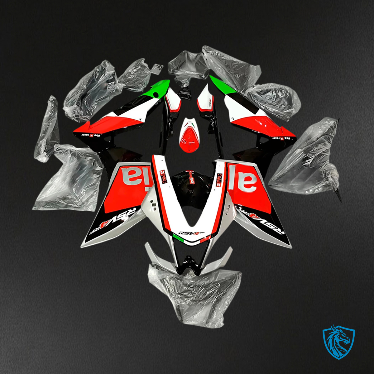 Aprilia RSV4 1000 (2009-2015) Fairing Kit - Black, Red & Green - ABS Bodywork