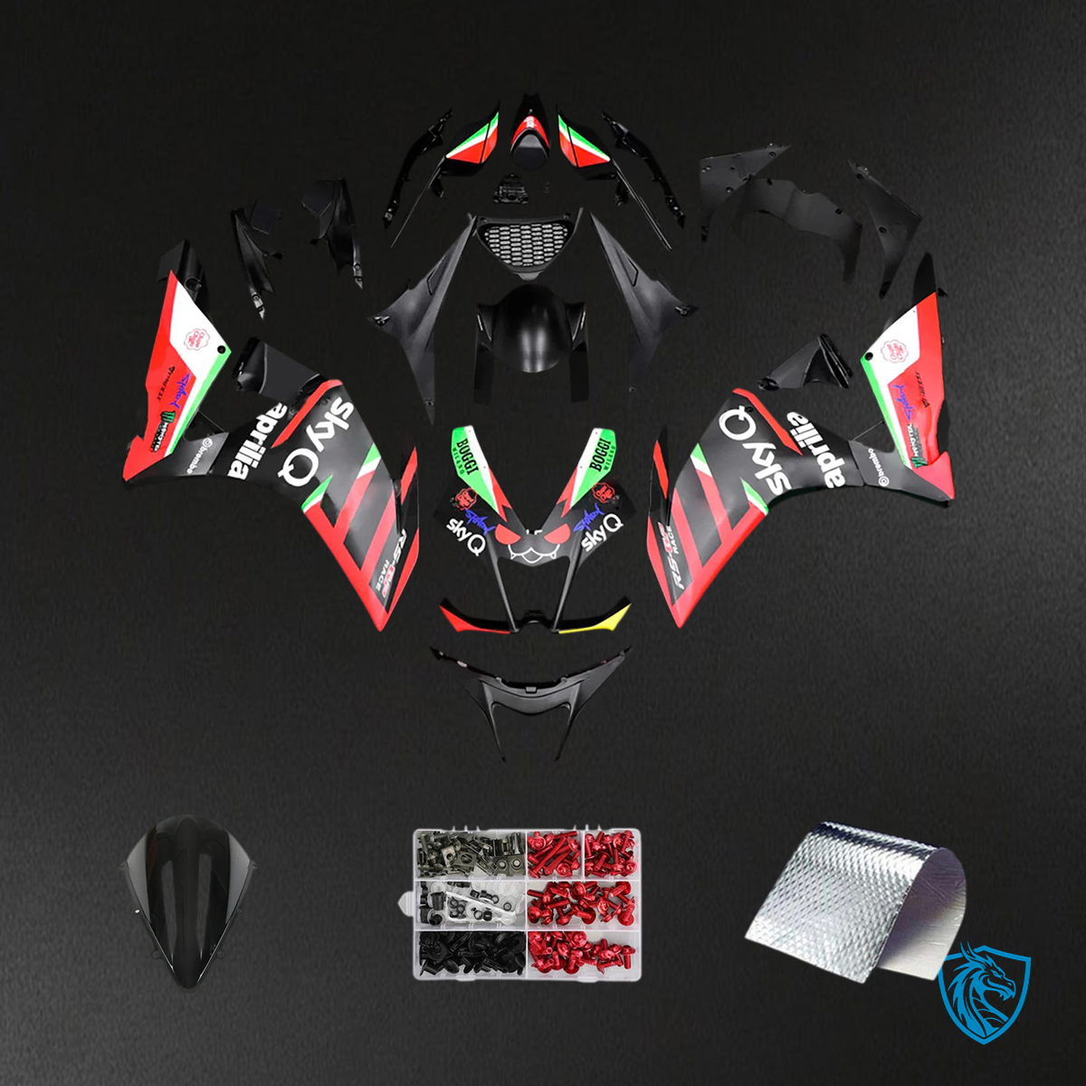 Aprilia RSV4 1000 (2009-2015) Fairing Kit - Black, Red & White - ABS Bodywork