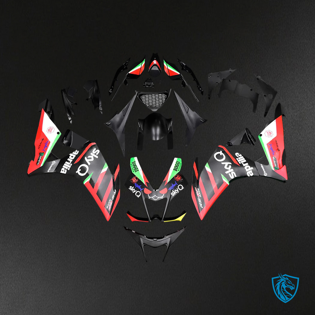 Aprilia RSV4 1000 (2009-2015) Fairing Kit - Black, Red & White - ABS Bodywork