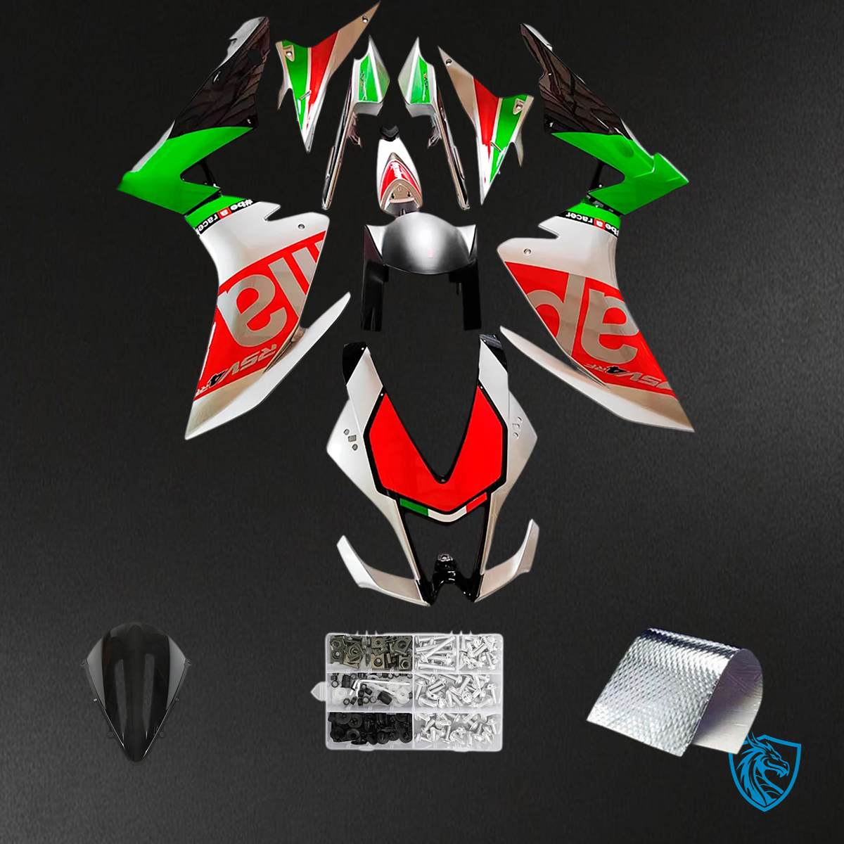 Aprilia RSV4 1000 (2009-2015) Fairing Kit - Green, White, Black & Red - ABS Bodywork