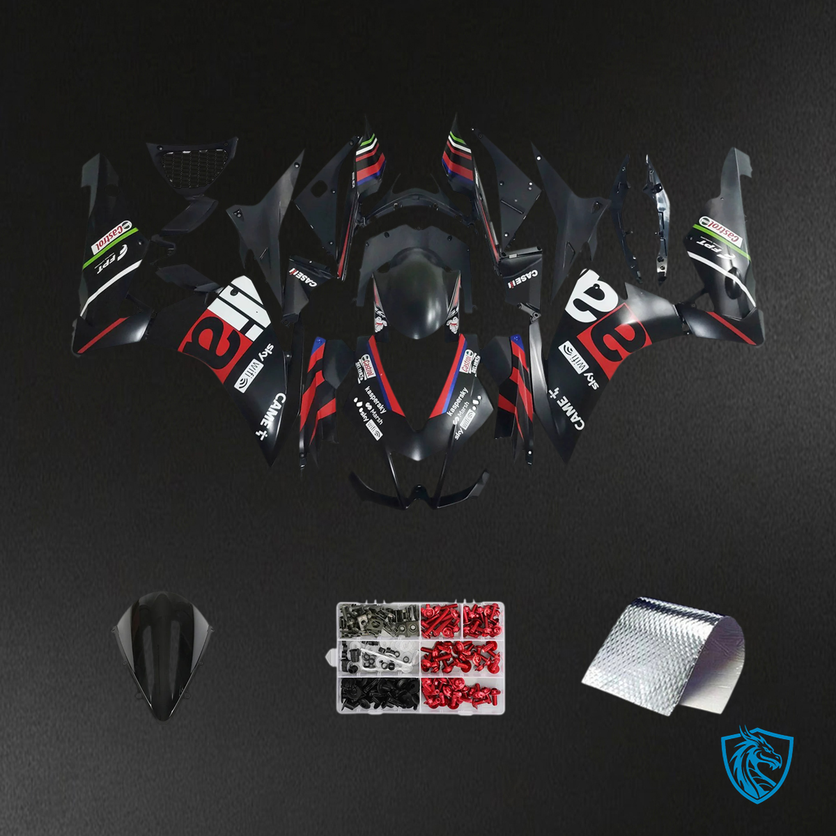 Aprilia RSV4 1000 (2009-2015) Fairing Kit - Matte Black & Red - ABS Bodywork