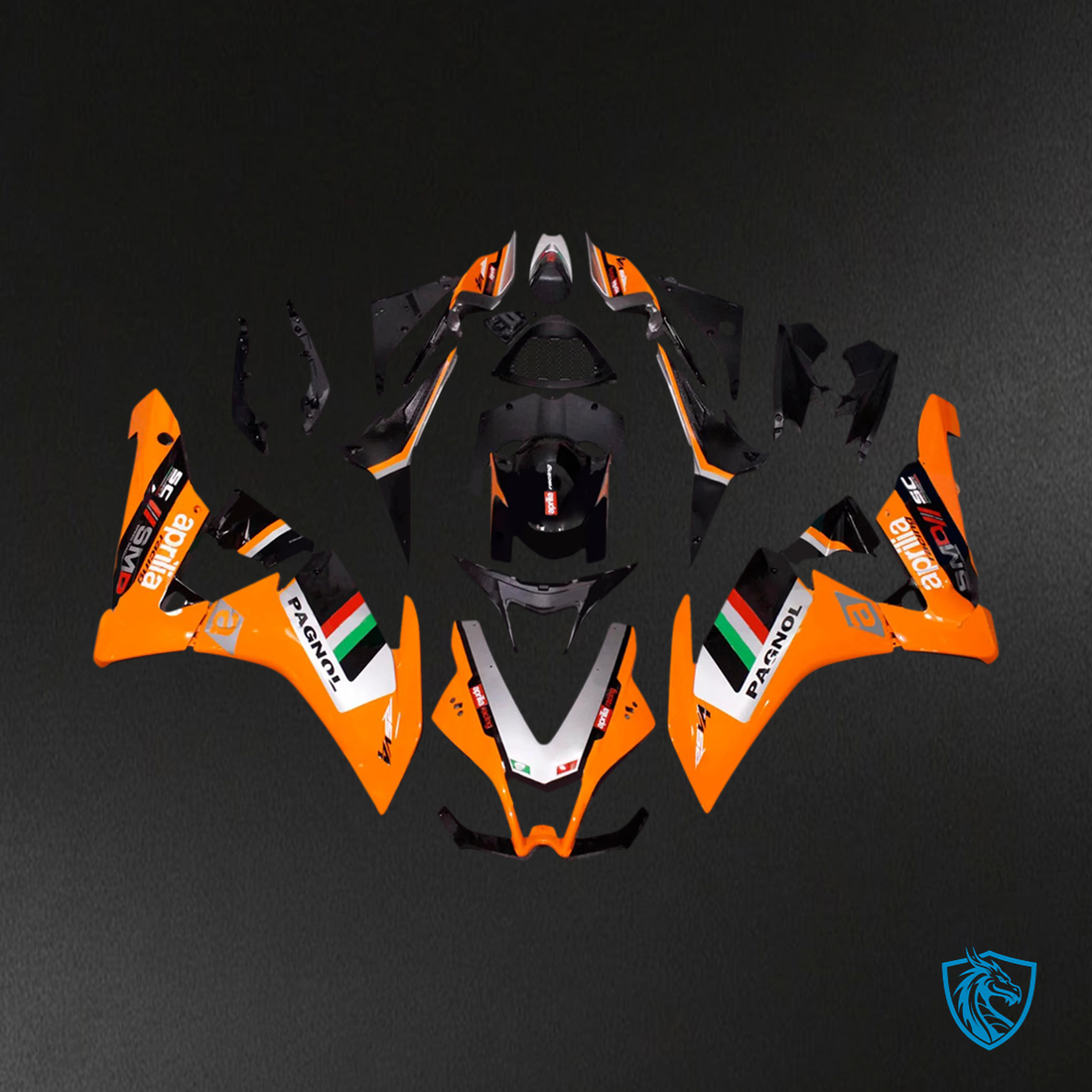 Aprilia RSV4 1000 (2009-2015) Fairing Kit - Orange & Black - ABS Bodywork